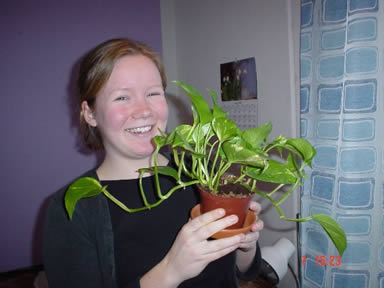 Annica with a plant