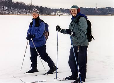 Paivi and I skiing in Stockholm