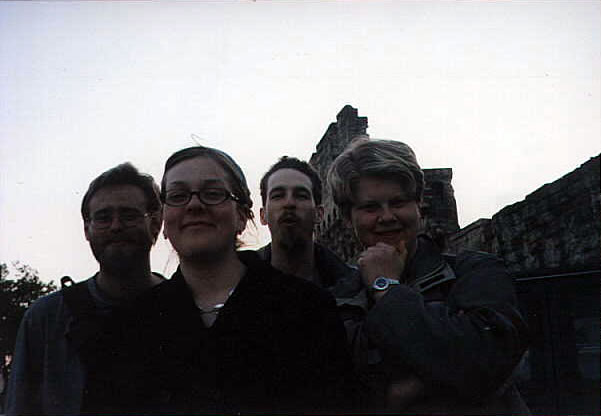 Group shot with walls of Avignon