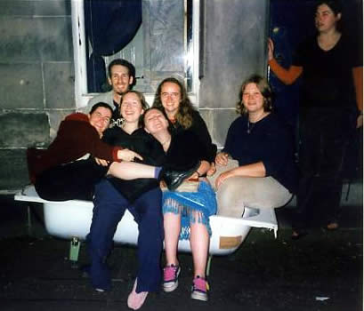 The gang with our found bathtub