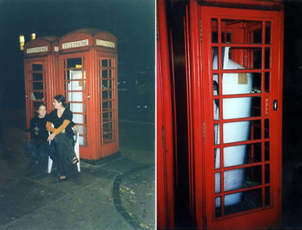 Louise and Jesse with Tub in phonebox