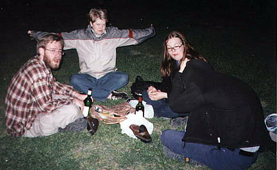 Night-time picnic on the banks of the Rhone